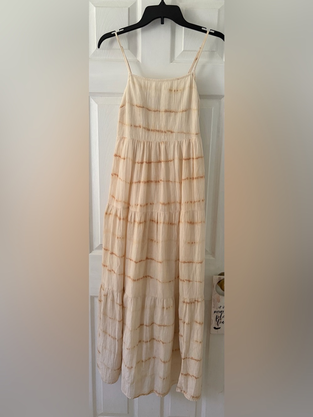 GAP Cream Maxi Dress with Tan Stripe Tie-Dye
